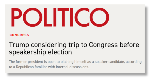 Politico: Trump considering trip to Congress before speakership election